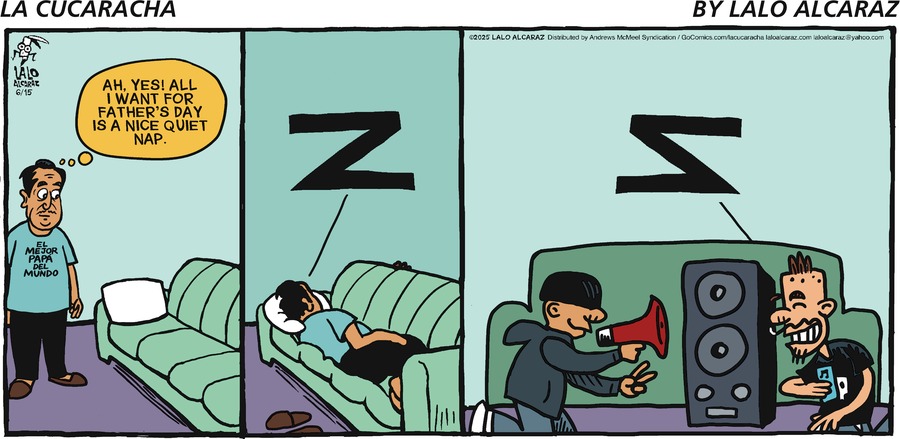 La Cucaracha by Lalo Alcaraz on Sun, 15 Jun 2025
