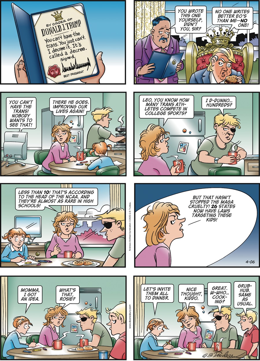 Doonesbury by Garry Trudeau on Sun, 06 Apr 2025