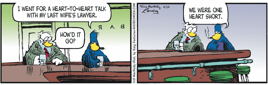 Shoe by Gary Brookins and Susie MacNelly on Mon, 14 Apr 2025