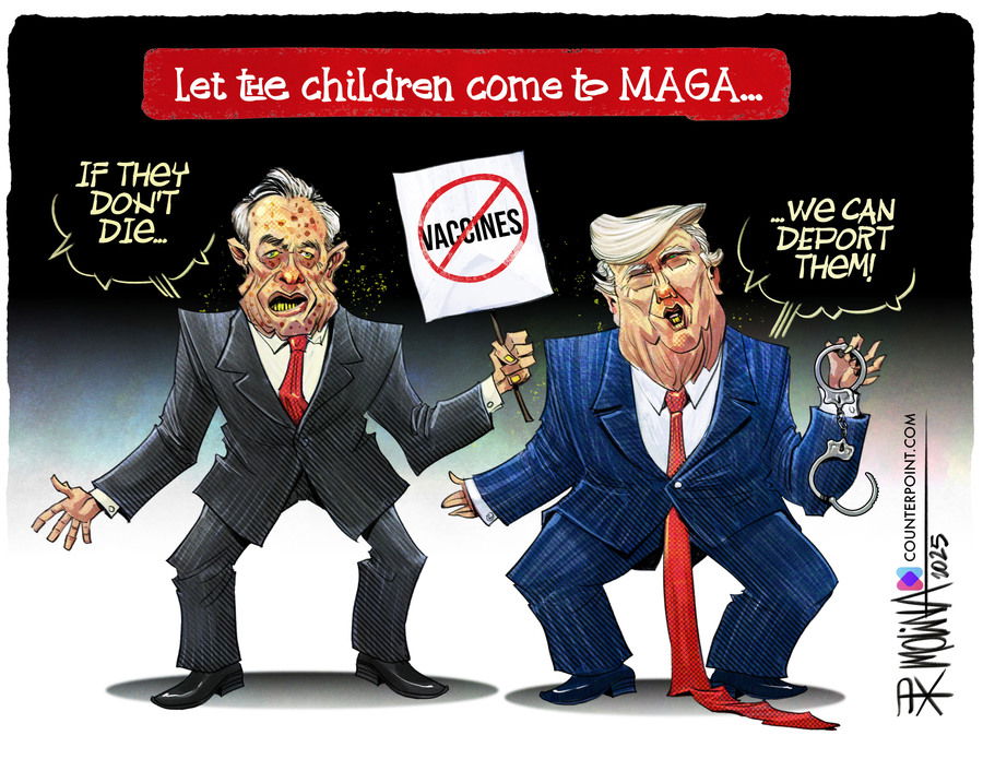 Caption:   Let the children come to MAGA.  Image:  RFK Jr. holds a sign reading 