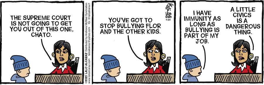 La Cucaracha by Lalo Alcaraz on Fri, 25 Apr 2025