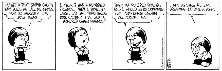 Calvin and Hobbes by Bill Watterson for January 13, 1987