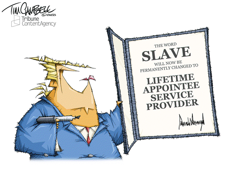 Donald Trump issuing and executive order that reads, 