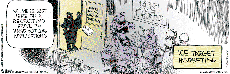 Title:  ICE Target Marketing.  Image:  ICE agent standing in the door of the 