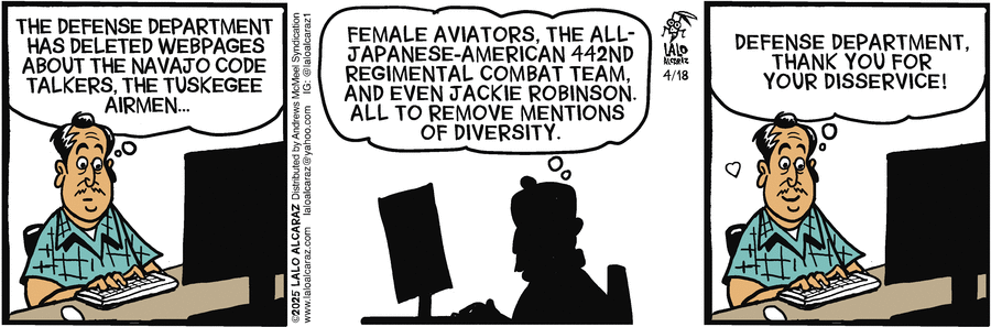 La Cucaracha by Lalo Alcaraz on Fri, 18 Apr 2025