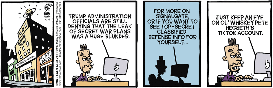 La Cucaracha by Lalo Alcaraz on Mon, 14 Apr 2025