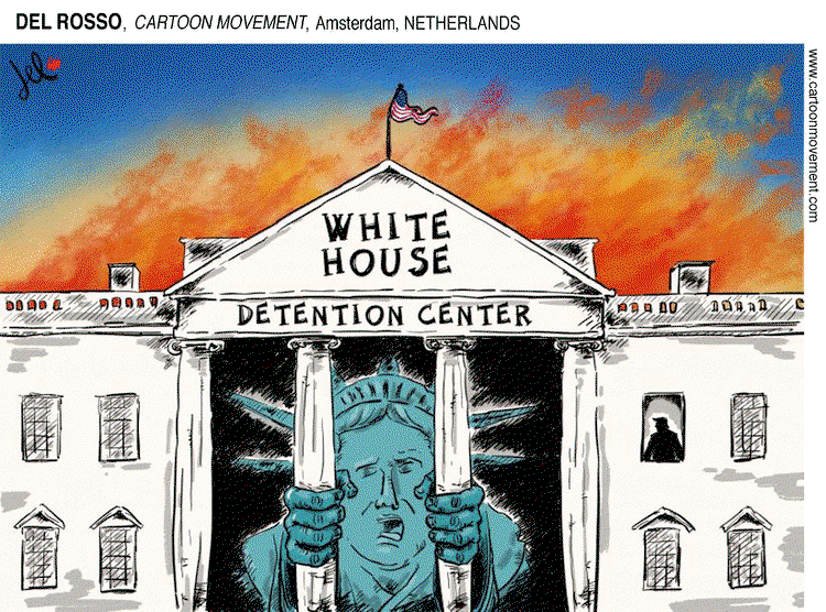 Lady Liberty imprisoned in the White House Detention Center.