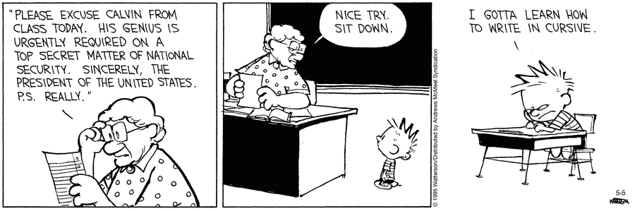 Calvin and Hobbes by Bill Watterson on Mon, 05 May 2025