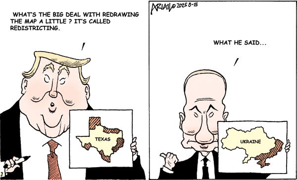 Frame One:  Donald Trump holds up a map of Texas and says, 