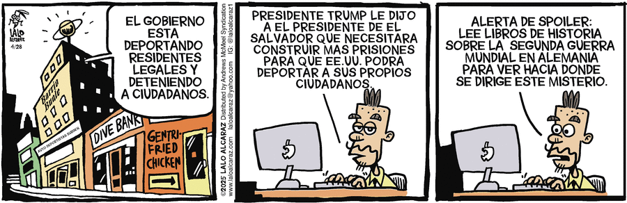 La Cucaracha en Español by Lalo Alcaraz on Mon, 28 Apr 2025