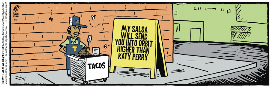 La Cucaracha by Lalo Alcaraz on Thu, 01 May 2025