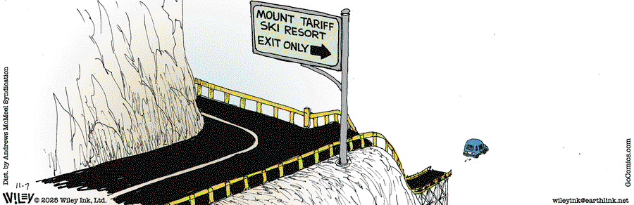 Mountain road with an exit labeled 